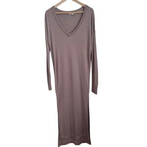 On The Road Long Sleeve V-Neck Maxi T-Shirt Dress Small Mauve Casual Wear READ